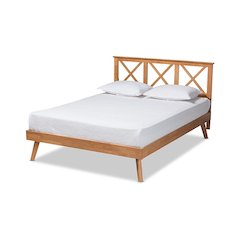 Galvin Modern and Contemporary Brown Finished Wood Queen Size Platform Bed