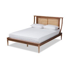 Synthetic Rattan Queen Size Platform Bed
