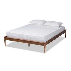 Tallis Classic and Traditional Walnut Brown Finished Wood Queen Size Bed Frame