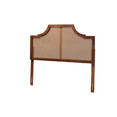Ash Walnut Finished Wood and Rattan Queen Size Headboard