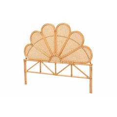 Flower Modern Bohemian Honey Rattan Queen Size Standalone Headboard