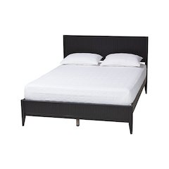 Primrose Mid-Century Black Fluted Wood King Size Platform Bed