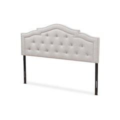 Edith Modern and Contemporary Greyish Beige Fabric Queen Size Headboard