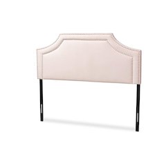 Light Pink Velvet Fabric Upholstered Queen Size Headboard
