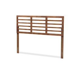 Walnut Brown Finished Wood King Size Open Slat Headboard