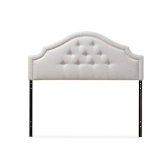 Grayish Beige Fabric Upholstered Queen Size Headboard