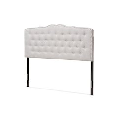 Lucy Modern and Contemporary Greyish Beige Fabric Queen Size Headboard