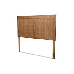 Transitional Ash Walnut Finished Wood King Size Headboard