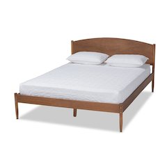 Leanora Mid-Century Modern Ash Wanut Finished King Size Wood Platform Bed