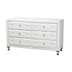 Luminescence White Faux Leather Upholstered Dresser