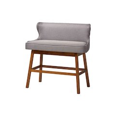 Grey Fabric Button-tufted Upholstered Bar Bench Banquette