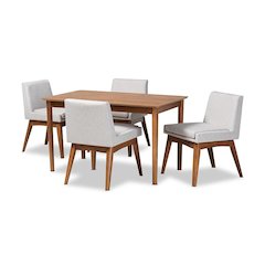 Walnut Brown Finished Wood 5-Piece Dining Set
