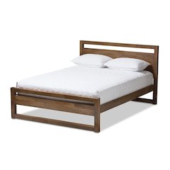 Solid Walnut Wood Open Frame Style King Size Platform Bed