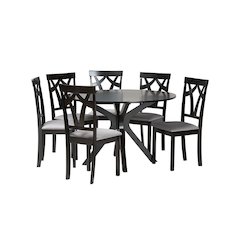 Luise Modern Grey Fabric and Dark Brown Finished Wood 7-Piece Dining Set
