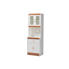 White and Cherry Finished Kitchen Cabinet and Hutch