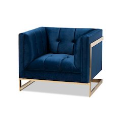 Button Tufted Armchair with Gold-Tone Frame