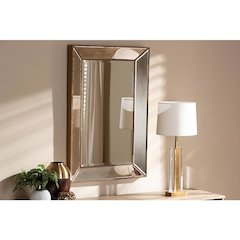 Antique Gold Finished Rectangular Accent Wall Mirror