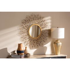 Apollonia Modern and Contemporary Gold Finished Sunburst Accent Wall Mirror