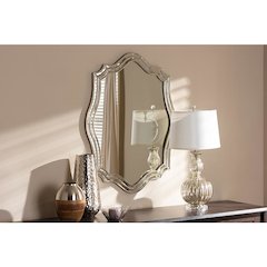 Baxton Studio Isidora Art Deco Antique Silver Finished Accent Wall Mirror