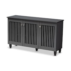 Dark Gray 3-Door Wooden Entryway Shoe Storage Wide Cabinet
