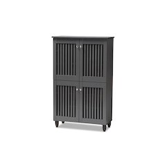Dark Gray 4-Door Wooden Entryway Shoe Storage Cabinet