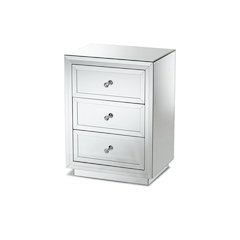 Hollywood Regency Glamour Style Mirrored 3-Drawer End Table