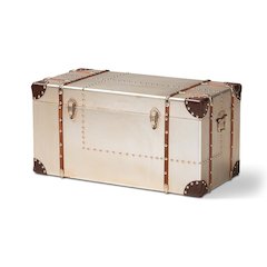 Baxton Studio Bechet French Industrial Silver Metal Storage Trunk