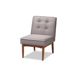 Baxton Studio Arvid Mid-Century Modern Gray Fabric Upholstered Wood Dining Chair