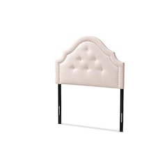 Light Pink Velvet Fabric Upholstered Twin Size Headboard