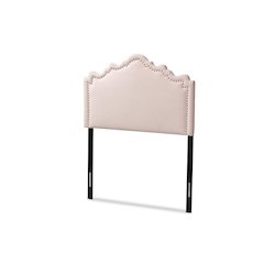 Light Pink Velvet Fabric Upholstered Twin Size Headboard