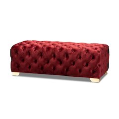 Gold Finished Button Tufted Bench Ottoman