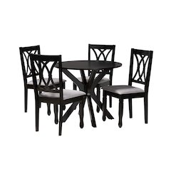 Maya Modern Grey Fabric and Espresso Brown Finished Wood 5-Piece Dining Set