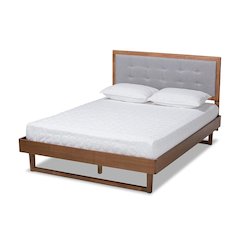 Ash Walnut Finished Wood Full Size Platform Bed