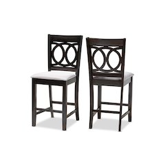 Espresso Brown Finished Wood Counter Height Pub Chair Set of 2