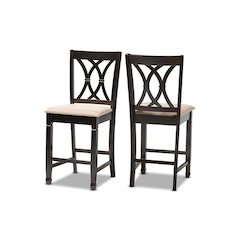 Espresso Brown Finished Wood Counter Height Pub Chair Set of 2