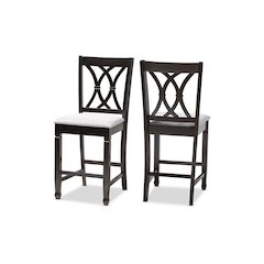 Espresso Brown Finished Wood Counter Height Pub Chair Set of 2