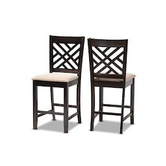 Espresso Brown Finished Wood Counter Height 2-Piece Pub Chair Set