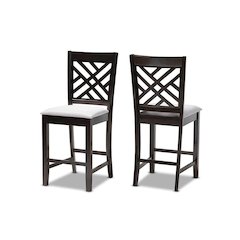 Espresso Brown Finished Wood Counter Height Pub Chair Set of 2