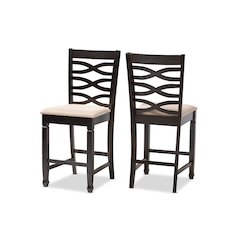 Espresso Brown Finished Wood Counter Height Pub Chair Set of 2