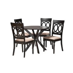 Jessie Modern Sand Fabric and Dark Brown Finished Wood 5-Piece Dining Set