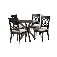 Jessie Modern Grey Fabric and Dark Brown Finished Wood 5-Piece Dining Set