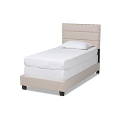 Ansa Modern and Contemporary Beige Fabric Upholstered Twin Size Bed