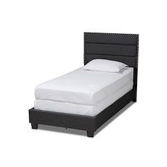 Ansa Modern and Contemporary Dark Grey Fabric Upholstered Twin Size Bed