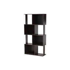 Riva Modern and Contemporary Dark Brown Finished Geometric Wood Bookshelf