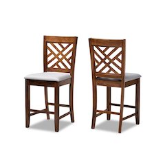Walnut Brown Finished 2-Piece Wood Counter Height Pub Chair Set Set