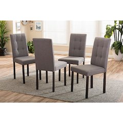Grey Fabric Upholstered Grid-tufting Dining Chair (Set of 4)