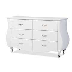 Enzo Modern and Contemporary White Faux Leather 6-Drawer Dresser