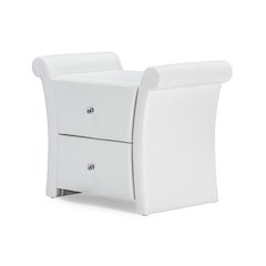 Victoria Matte White PU Leather 2 Storage Drawers Nightstand Bedside Table