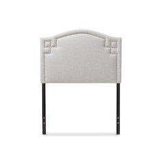Grayish Beige Fabric Upholstered Twin Size Headboard