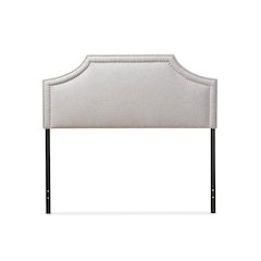 Grayish Beige Fabric Upholstered Full Size Headboard